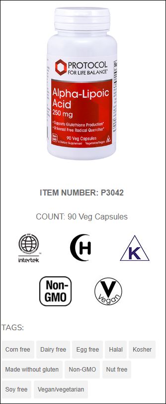 Alpha Lipoic Acid by Protocol for Life Balance (90 Veg Capsules)