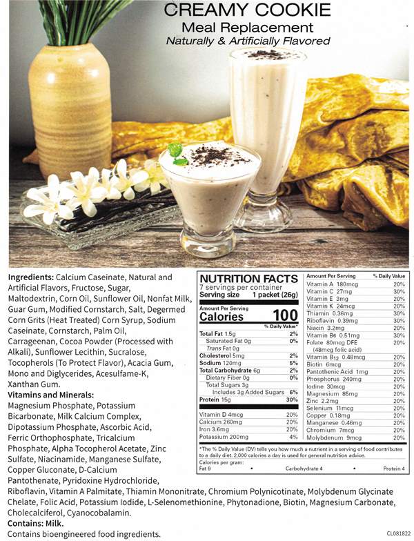 Creamy Cookie Meal Replacement, Pudding & Shake, by Robard