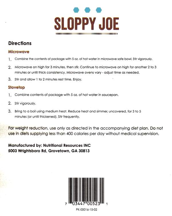 High Protein, Sloppy Joe Mix by NRI / Healthwise