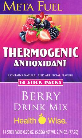 Healthwise Berry Flavor Thermogenic Antioxidant Drink Mix, Herbal Blend (14 Stick Packs)