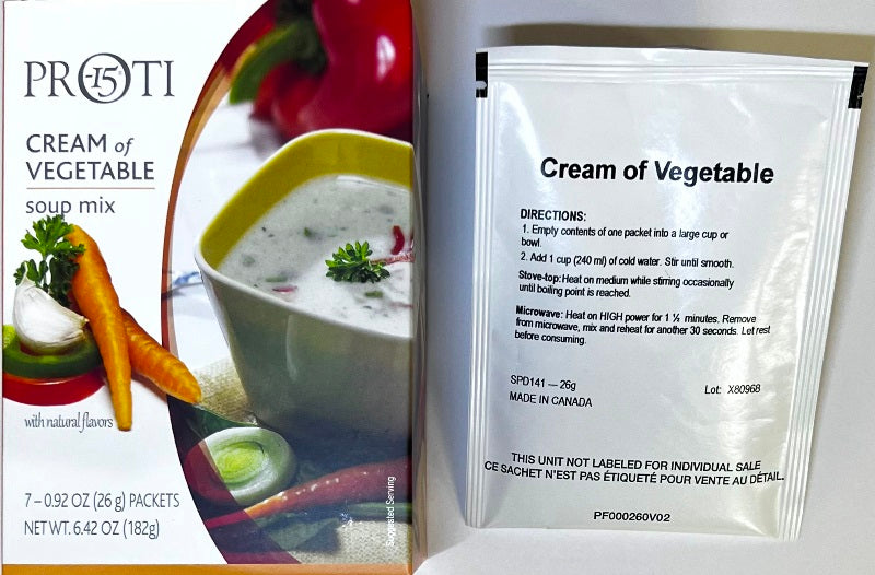 Best By 07 2025; Soup Proti 15 Cream of Vegetable by Bariatrix
