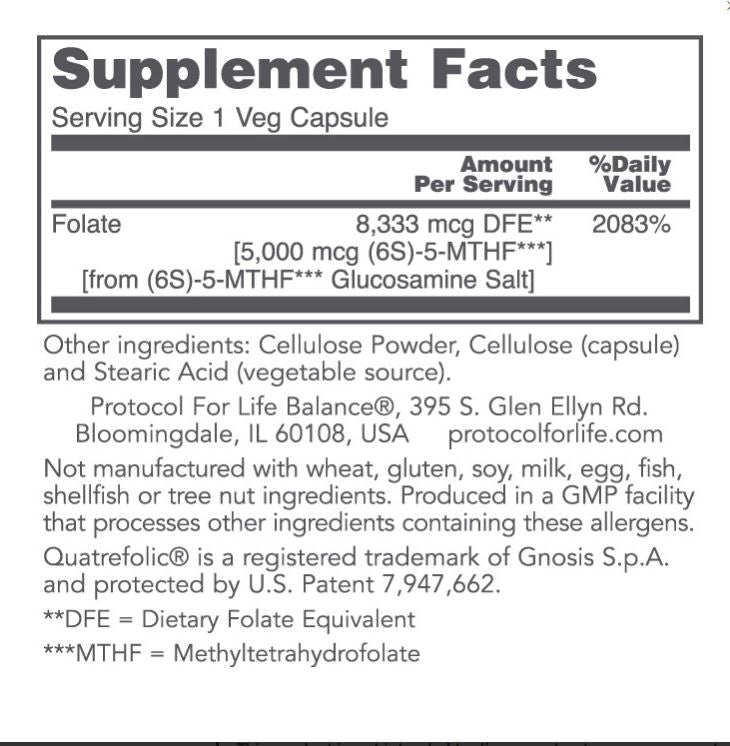 5-Methyl Folate 5,000 mcg by Protocol for Life Balance (50 Count)