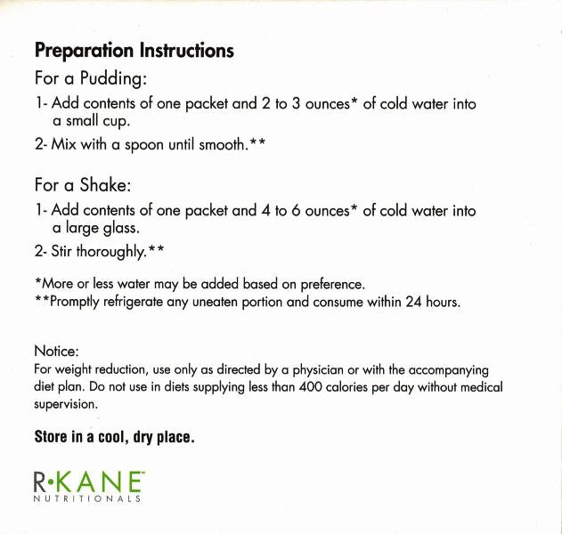 R Kane Z Pro25 Vanilla Pudding / Shake / Smoothie Mix (14 Servings Packets)