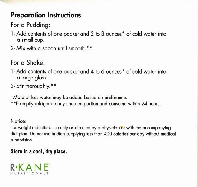 R Kane Z Pro25 Chocolate Pudding / Shake / Smoothie Mix (14 Serving Packets)