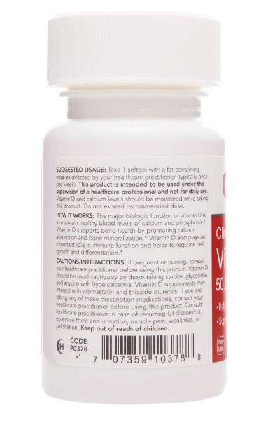 Protocol for Life Balance, Vitamin D3, Cholecalciferol, 50,000 IU or 1.25mcg (50 Count)