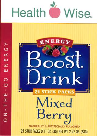 Boost Energy Drink Mixed Berry Flavor by Healthwise (21 Servings)