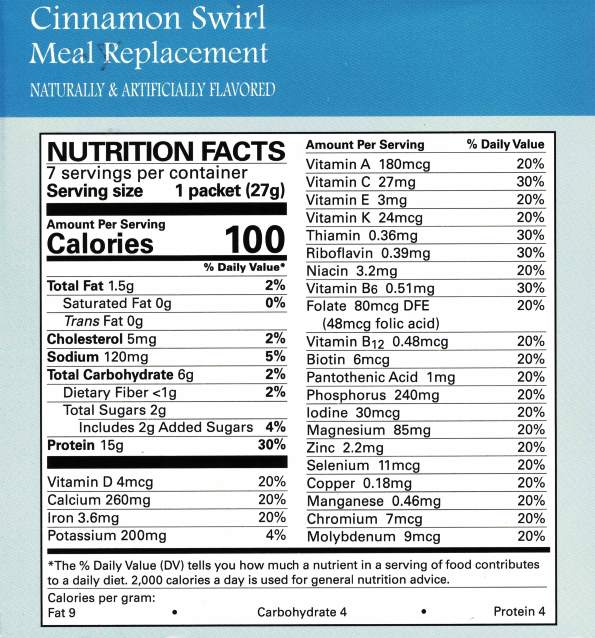 Cinnamon Swirl Meal Replacement,  Pudding & Shake, by Robard