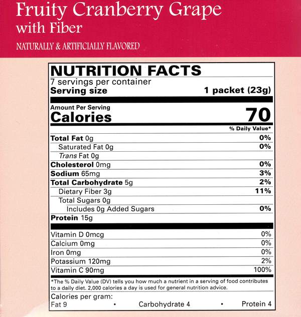 Fruity Cranberry Grape with Fiber Drink (Aspartame Free) by Robard