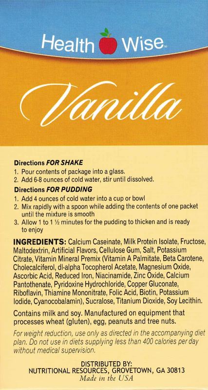 Vanilla Shake & Pudding by Healthwise (80 Calories)