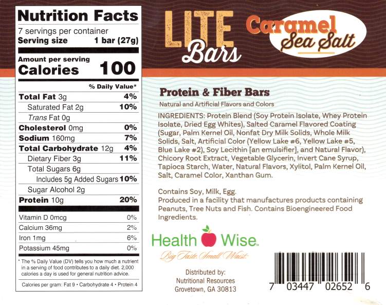 BARS, Lite Caramel Sea Salt Bars by Healthwise