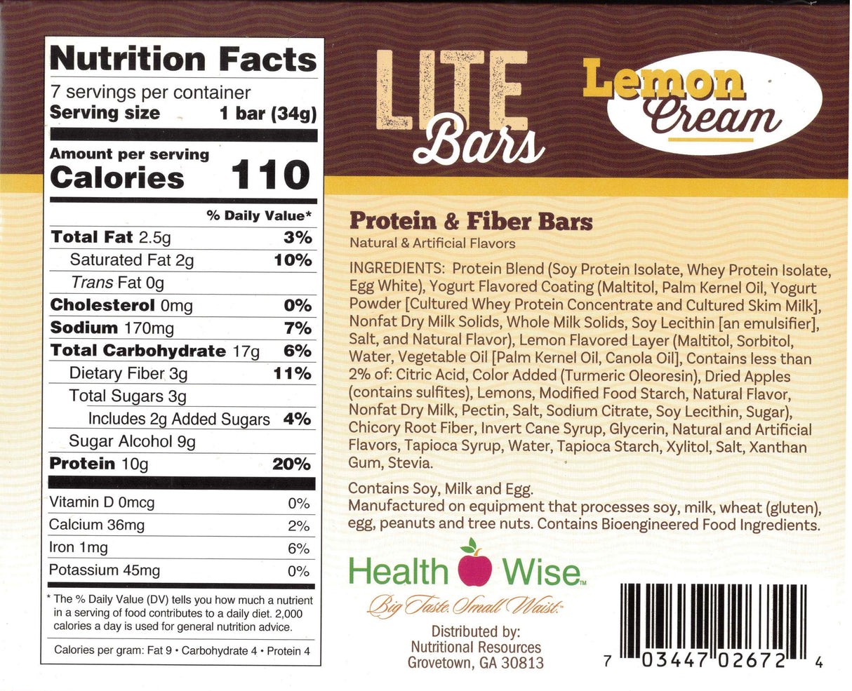 BARS  Lemon Cream Lite Bars by Healthwise