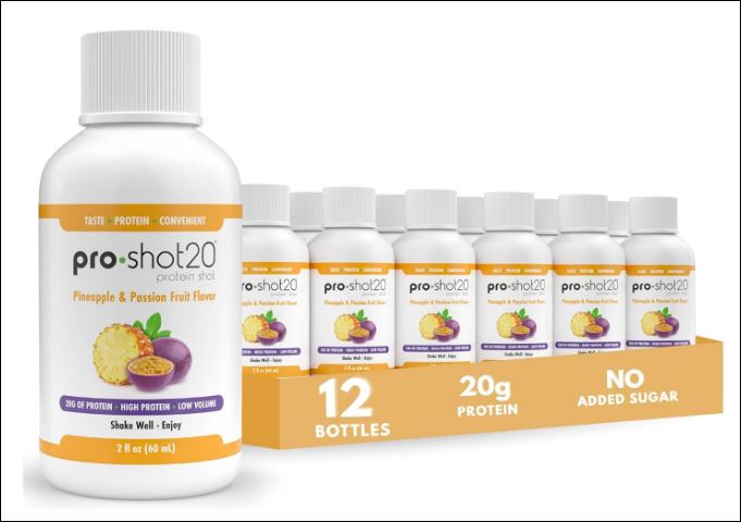 Pro-Shot20, Protein Shot, Pineapple & Passion Fruit Flavor by R Kane (12 Pack)