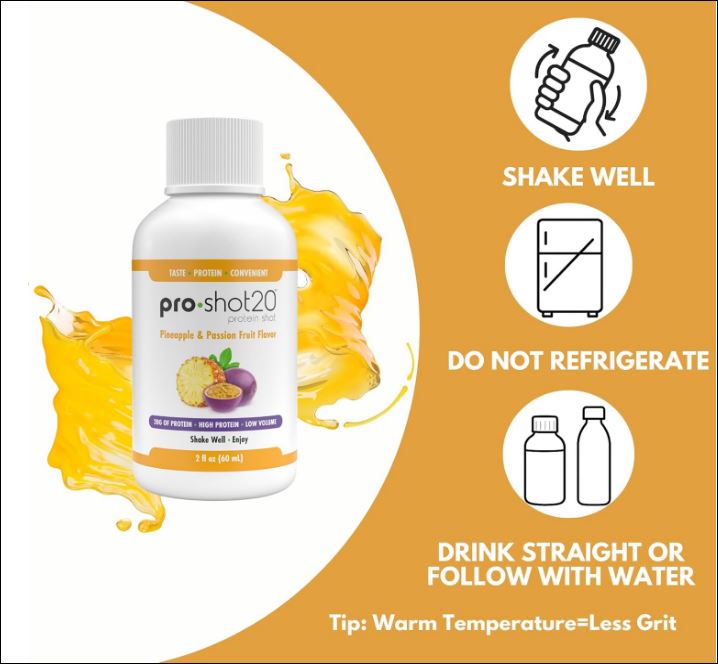 Pro-Shot20, Protein Shot, Pineapple & Passion Fruit Flavor by R Kane (12 Pack)