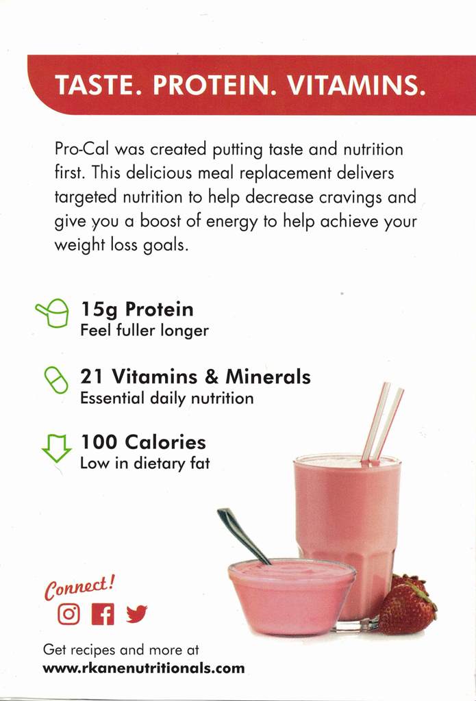 R Kane Pro Cal 100 Strawberry Pudding / Shake Mix