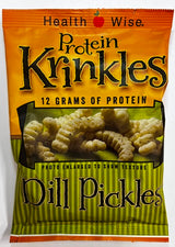 Best By 10 2024; Protein Krinkles Dill Pickles Flavor by Healthwise