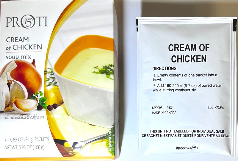 Best By 07-2024; Soup Proti 15 Cream of Chicken by Bariatrix