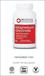 Protocol for Life Balance Magnesium Glycinate with BioPerine 200mg; 180 Count / Bottle