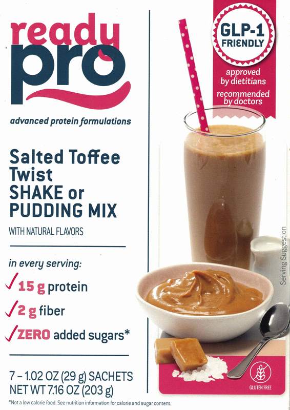 readyPro Advanced Protein Formulations Salted Toffee Twist Shake Pudding Mix