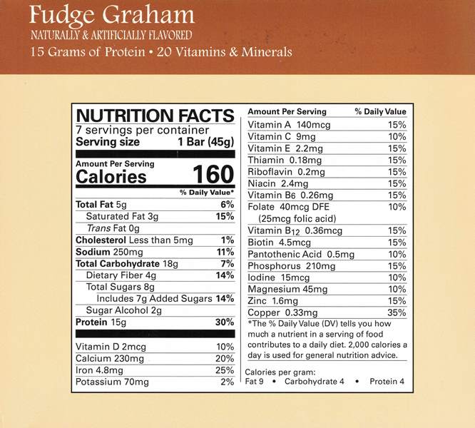 Bars, Nutrition Fudge Graham by Robard