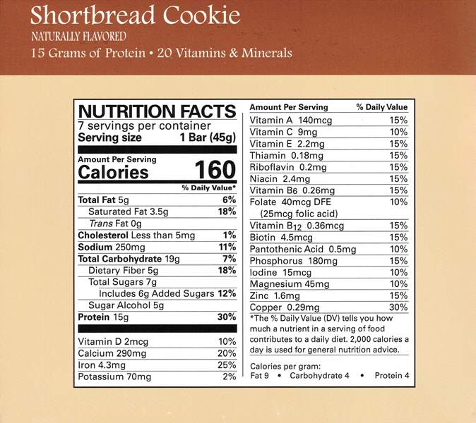 Bars, Shortbread Cookie, Meal Replacement Bars, by Robard