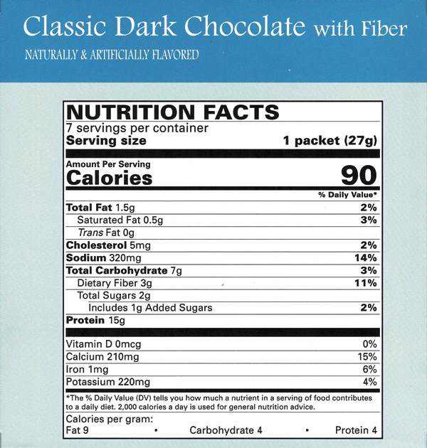 Classic Dark Chocolate with Fiber Pudding Shake by Robard