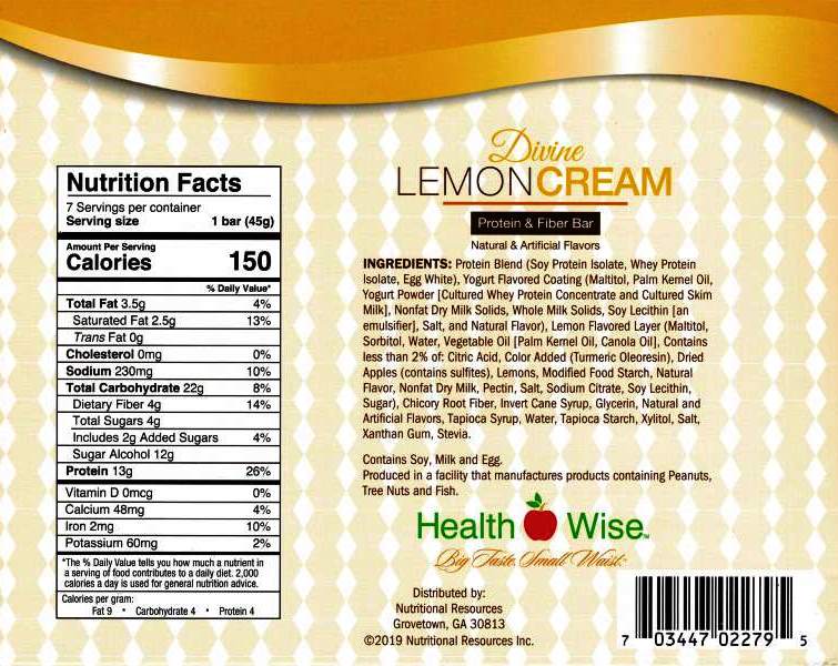 BARS, Divine Lemon Cream High Protein & Fiber Bar by Healthwise