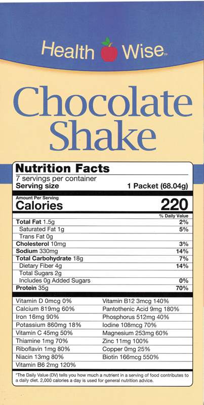 Healthwise 35g Protein Chocolate Meal Replacement Shake