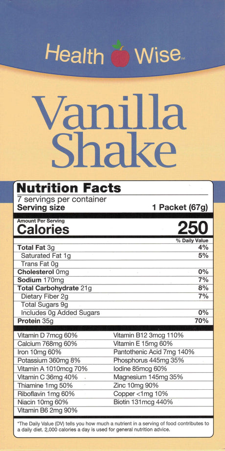 Healthwise 35g Protein Vanilla Meal Replacement Shake