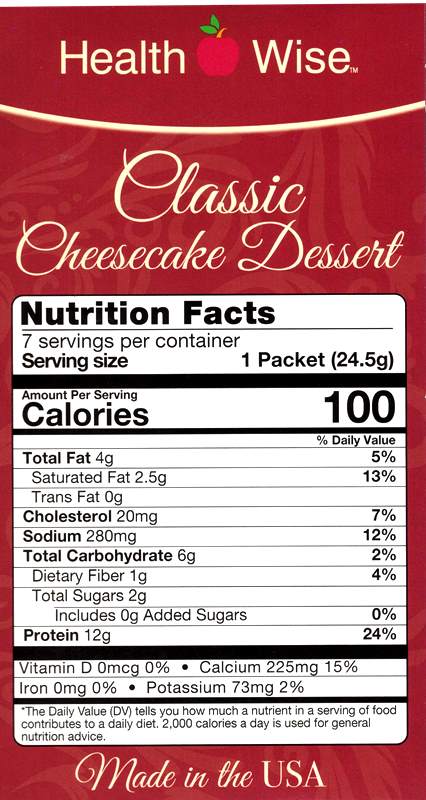 Dessert Pudding Classic Cheesecake by Healthwise