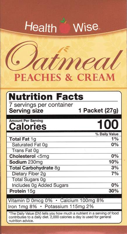 Best By 09 2024, Oatmeal Peaches & Cream by Healthwise