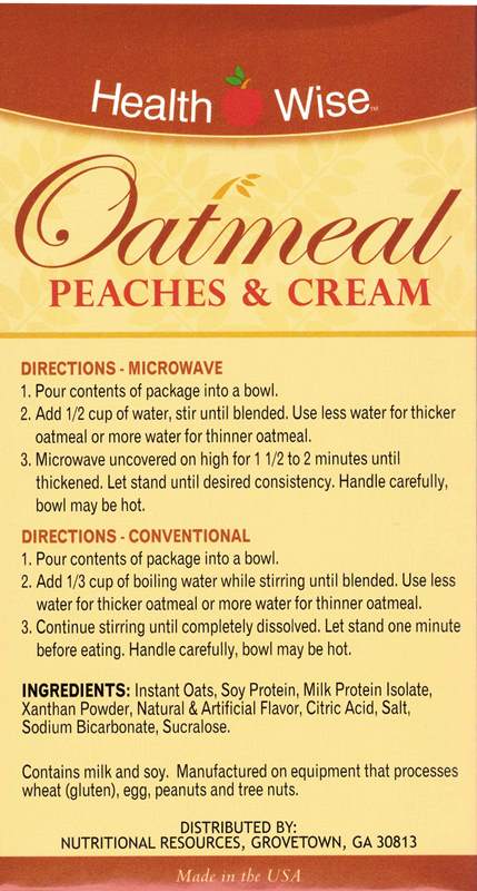 Best By 09 2024, Oatmeal Peaches & Cream by Healthwise