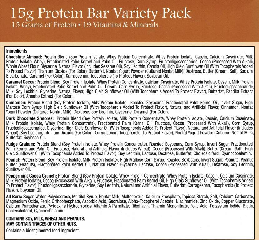 Bars, Variety Pack 15g Protein Meal Replacement Bars, by Robard